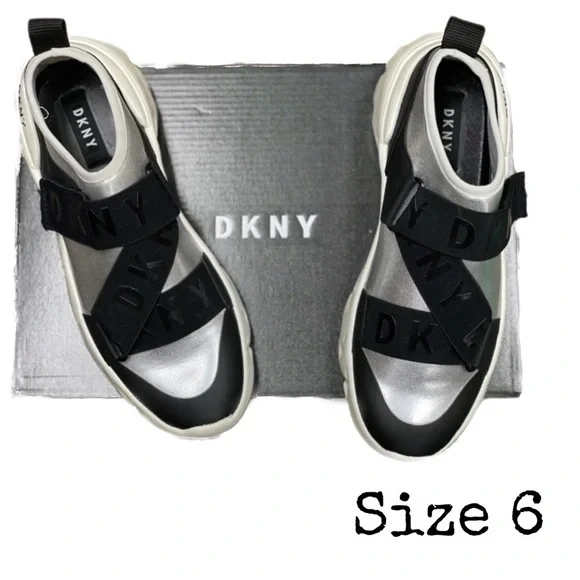 Dkny Shoes Dkny Womens Clara Metallic Logo Strap Sneaker Nib